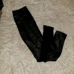 Sexy faux leather and lace leggings